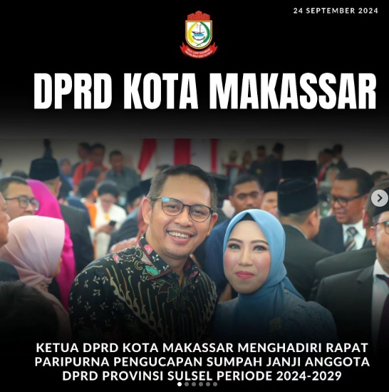 Ketua DPRD Makassar Ucapkan Selamat Atas Pelantikan Anggota DPRD Sulsel Periode 2024-2029