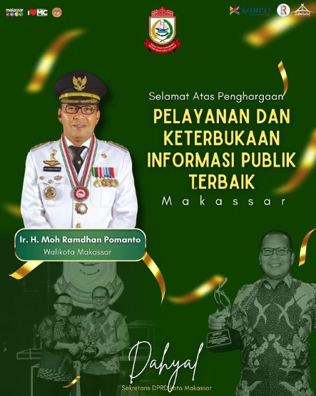 Sekretariat DPRD Makassar Ucapkan Selamat Atas Penghargaan Wali Kota Danny Pomanto dari Kompas TV