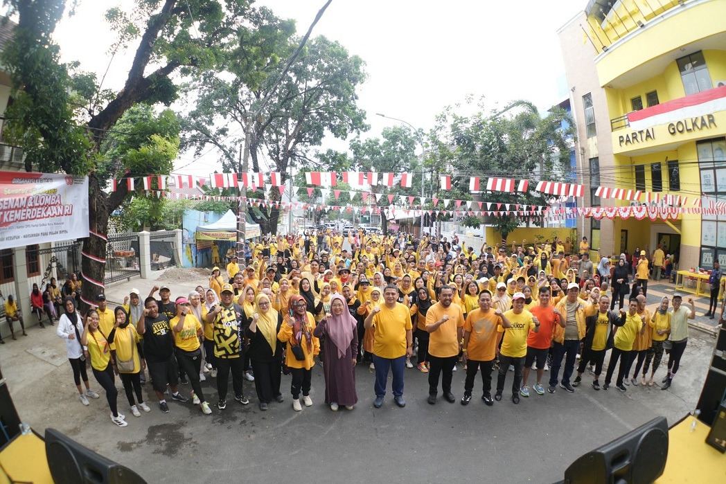 Pimpinan dan Anggota DPRD Fraksi Golkar Ikuti Kegiatan Semarak HUT RI ke-80 di Sekretariat Golkar Makassar