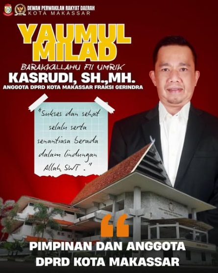 DPRD Makassar Ucapkan Selamat Ulang Tahun Ketua Fraksi Gerindra Kasrudi