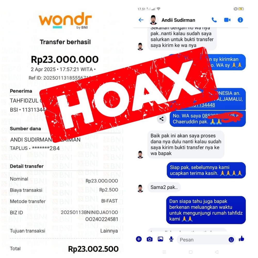 Hati-Hati! Penipuan Berkedok Donasi Rumah Tahfiz Quran Catut Nama Andi Sudirman