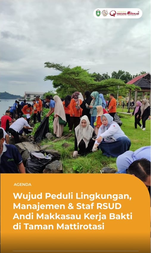 Wujud Nyata Peduli Lingkungan, Jajaran RSUD Andi Makkasau Kompak Turun Kerja Bakti Bersihkan Taman Mattirotasi 