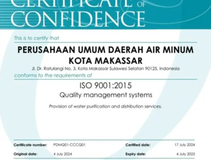Keren! PDAM Makassar Raih Sertifikasi ISO 9001 Standar Internasional, Bukti Nyata Penerapan Manajemen Mutu yang Efektif