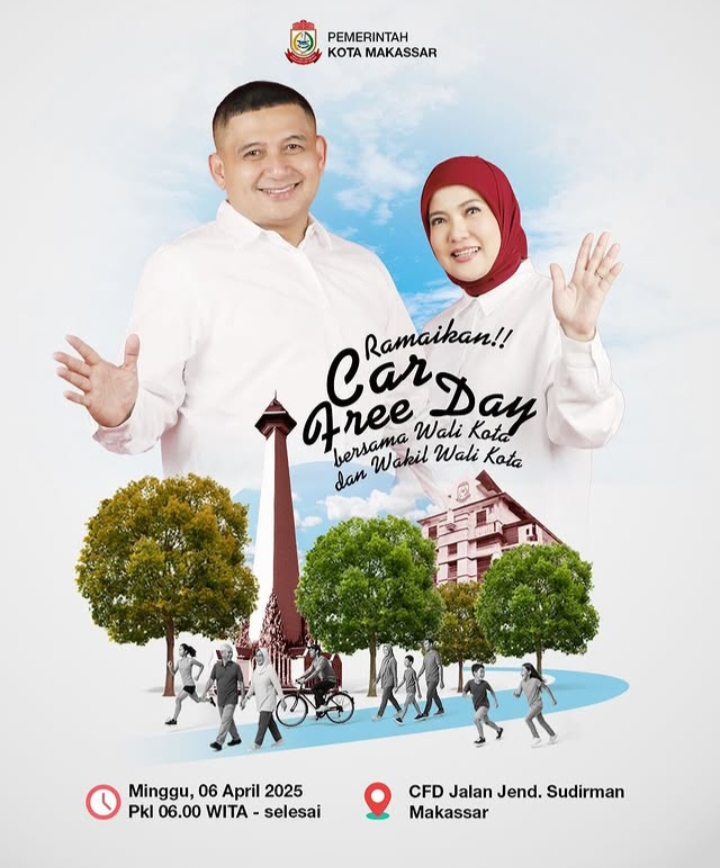 Aktivitas Sehat dan Nikmati Segarnya Udara Pagi, Munafri-Aliyah Ajak Ramaikan Car Free Day  di Jalan Sudirman