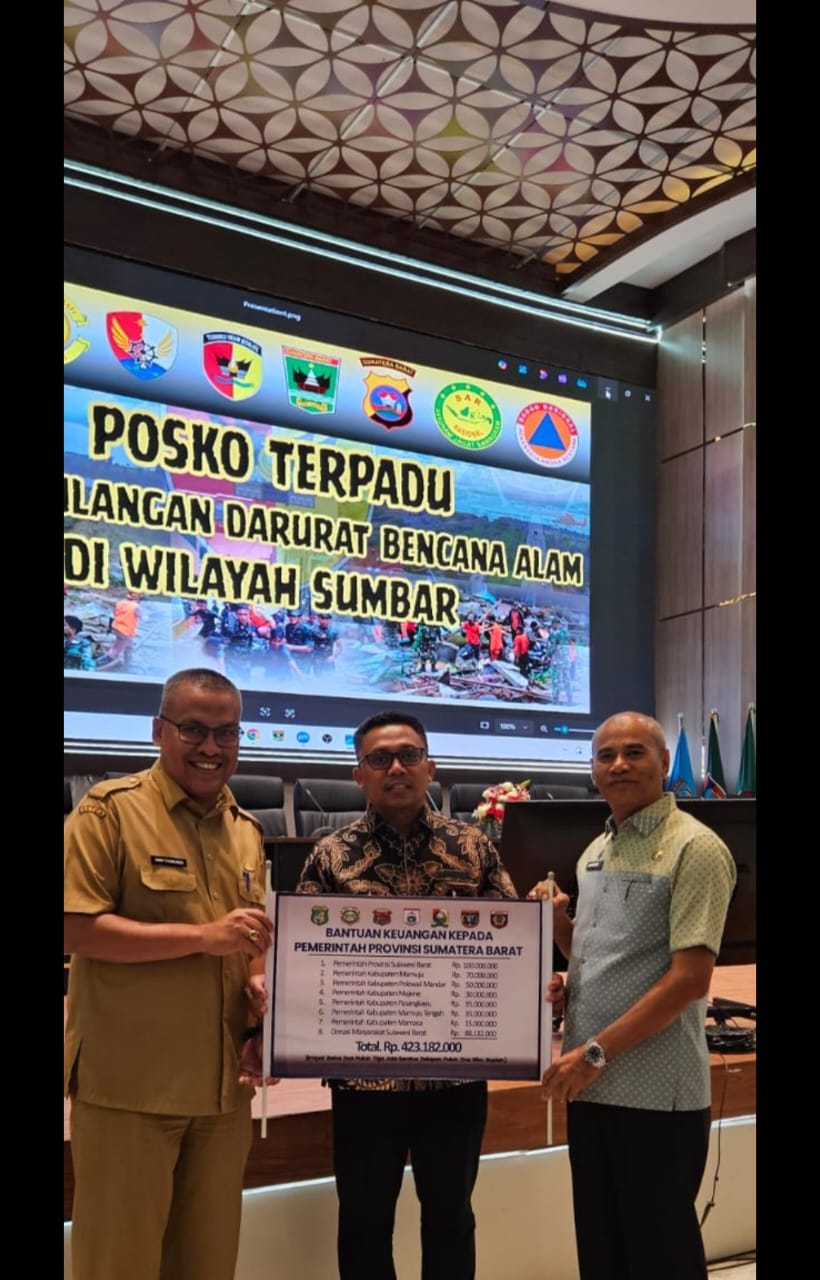 Gubernur Sulbar Utus Pejabat OPD Serahkan Bantuan Bencana ke Sumbar, Aceh, dan Sumut