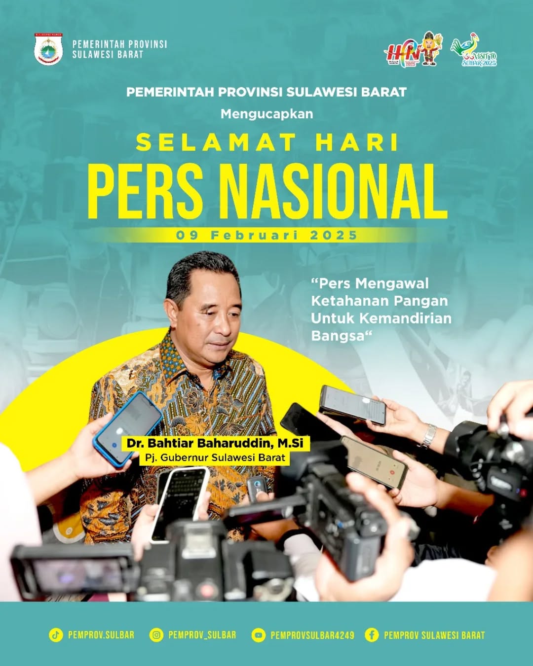 HPN 2025, Pemprov Sulbar Harap Pers Indonesia Semakin Maju, Independen dan Terpercaya