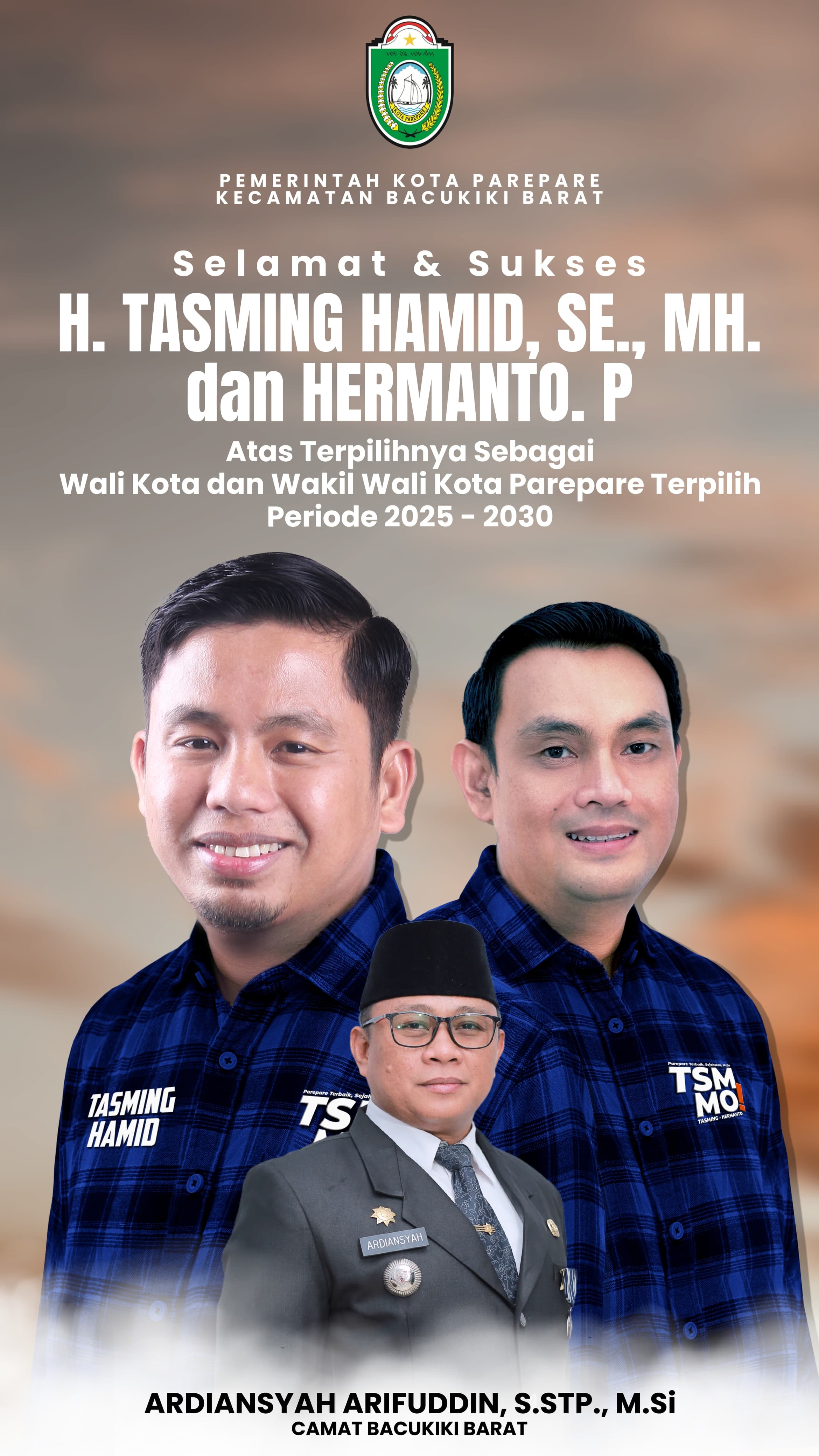 Kecamatan Bacukiki Barat Ucapkan Selamat Atas Penetapan Wali Kota dan Wawali Parepare Terpilih Tasming Hamid-Hermanto