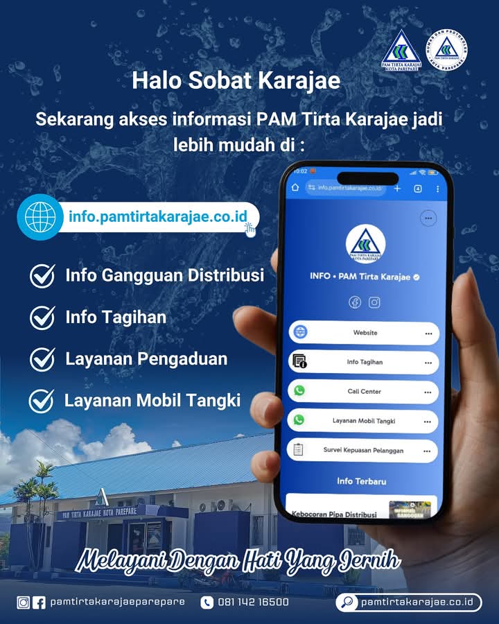 Informasi Tagihan, Layanan dan Gangguan Lebih Mudah Diakses di Website PAM Tirta Karajae 