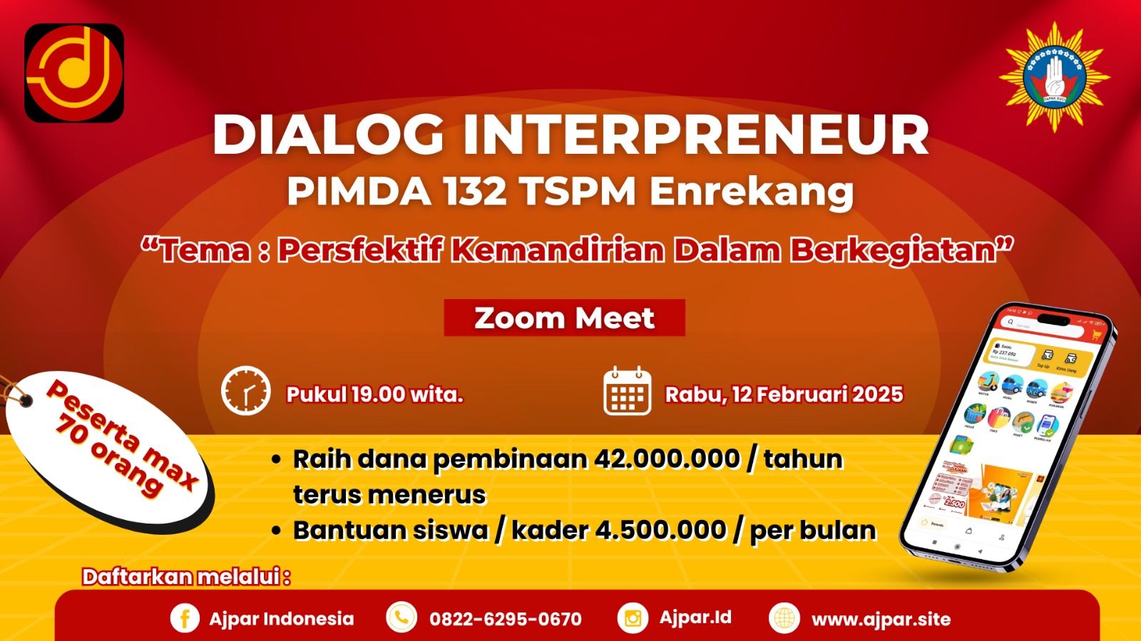 Lakukan Pembekalan, Pimda 132 TSPM Enrekang siap Membumikan AJPAR di Massenrempulu Melalui Zoom Meeting
