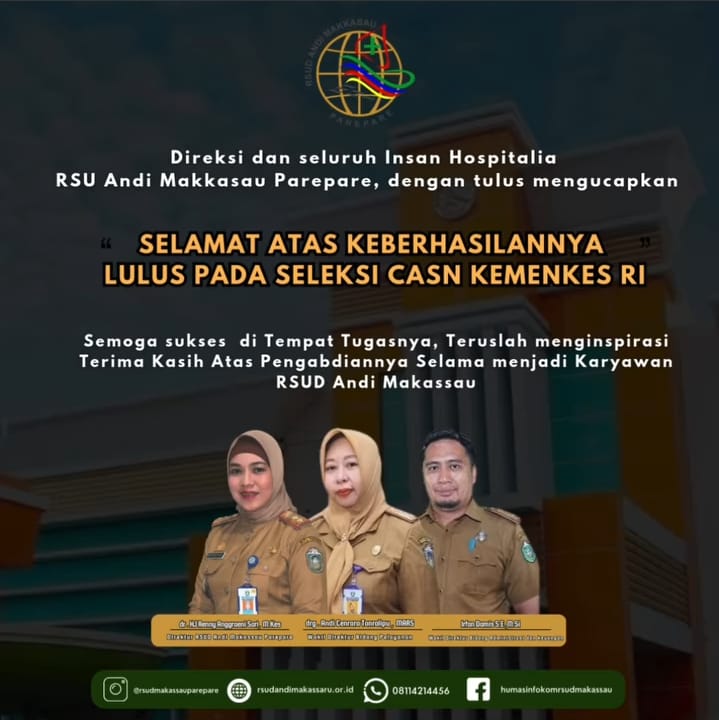 RSUD Andi Makkasau Bangga dan Beri Selamat Staf Dokter Lulus CASN Kemenkes