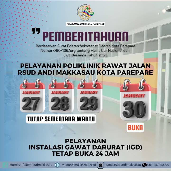 RSUD Andi Makkasau Jamin Pelayanan Tetap Optimal di Hari Libur dan Cuti Bersama 