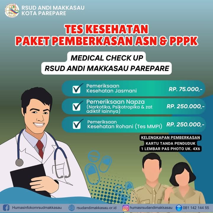 Layanan Profesional dan Lengkap, RSUD Andi Makkasau Siap Medical Check-Up Bagi Calon PPPK