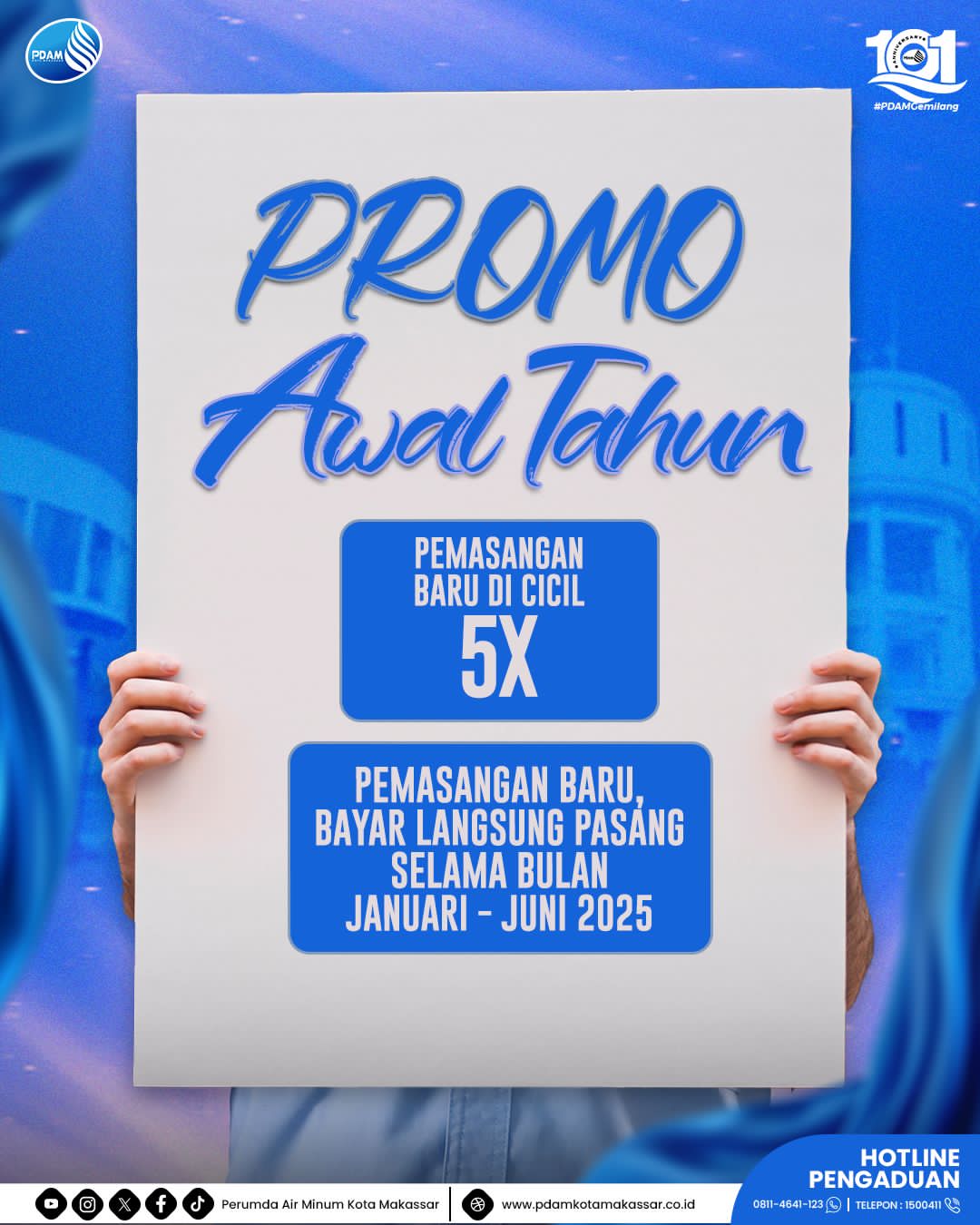 Promo Awal Tahun PDAM Makassar, Pemasangan Baru Bisa Dicicil 5 Kali