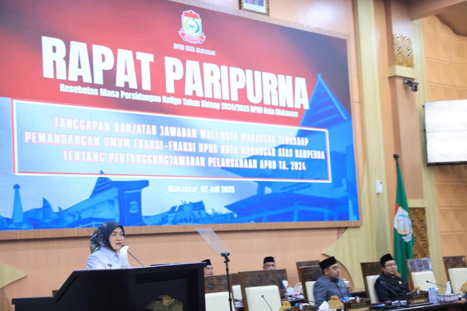Rapat Paripurna DPRD Makassar, Aliyah Mustika Ilham Sampaikan Tanggapan atas Pandangan Fraksi Terkait Ranperda Pertanggungjawaban APBD 2024