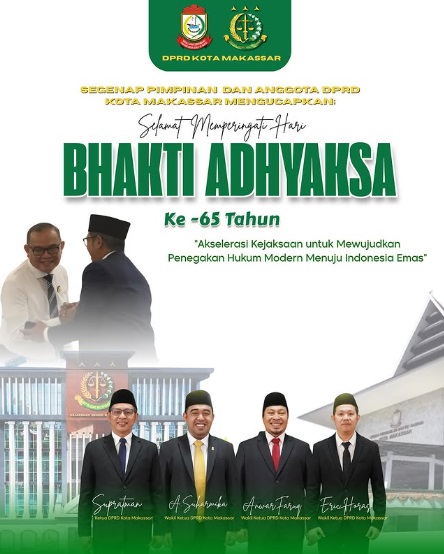 DPRD Makassar Ucapkan Selamat Memperingati Hari Bhakti Adhyaksa ke-65