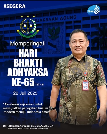 PDAM Makassar Ucapkan Selamat Hari Bhakti Adhyaksa ke-65