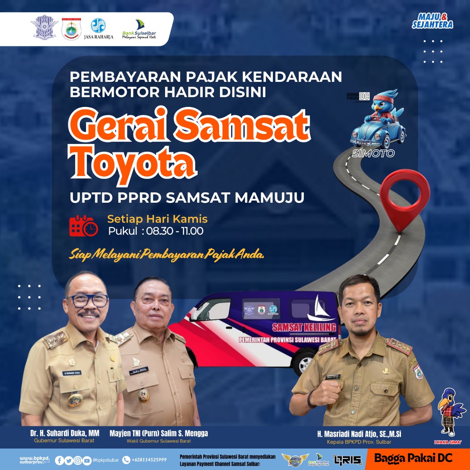 Bayar Pajak Kendaraan, BPKPD Sulbar Hadirkan Layanan Gerai Samsat Setiap Hari Kamis 