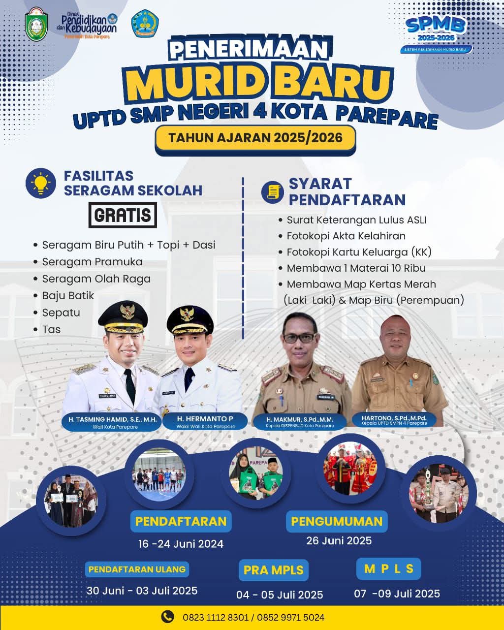Hari Pertama SPMB SMPN 4 Parepare Ramai Pendaftar, Seragam dan Perlengkapan Sekolah Gratis