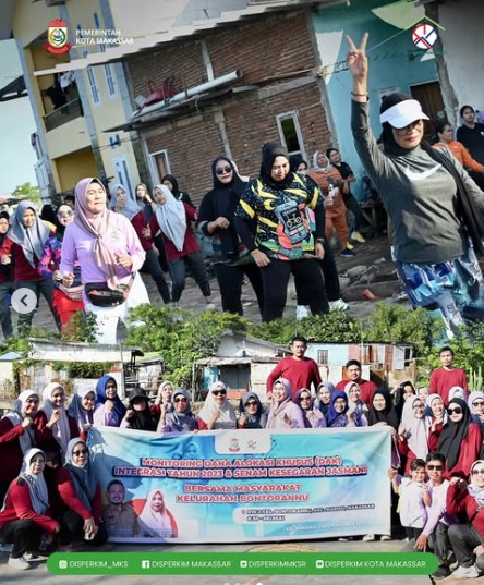Monitoring DAK Integrasi 2023, Disperkim Makassar Sekaligus Senam Bersama Warga Kelurahan Bontomarannu