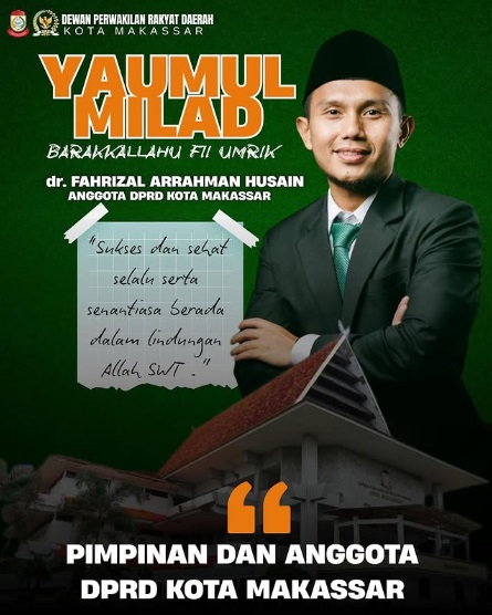 DPRD Makassar Ucapkan Selamat Ulang Tahun Legislator Fahrizal Arrahman Husain