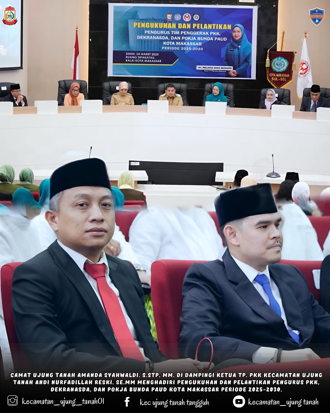 Camat dan Ketua TP PKK Ujung Tanah Hadiri Pelantikan Pengurus PKK, Dekranasda hingga Pokja Bunda PAUD Makassar