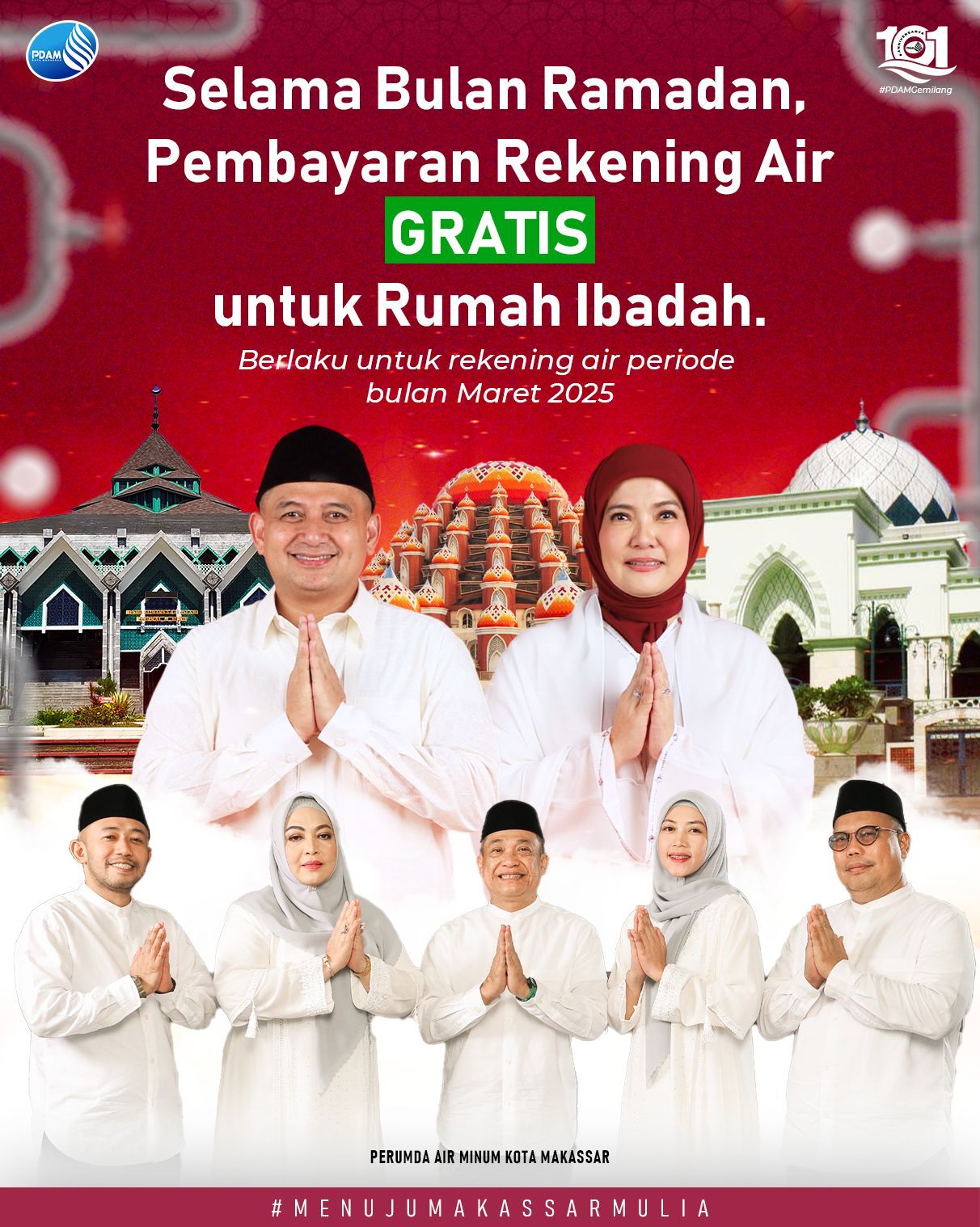 Bentuk Kepedulian, PDAM Makassar Gratiskan Pembayaran Pelanggan Rumah Ibadah di Bulan Ramadan 