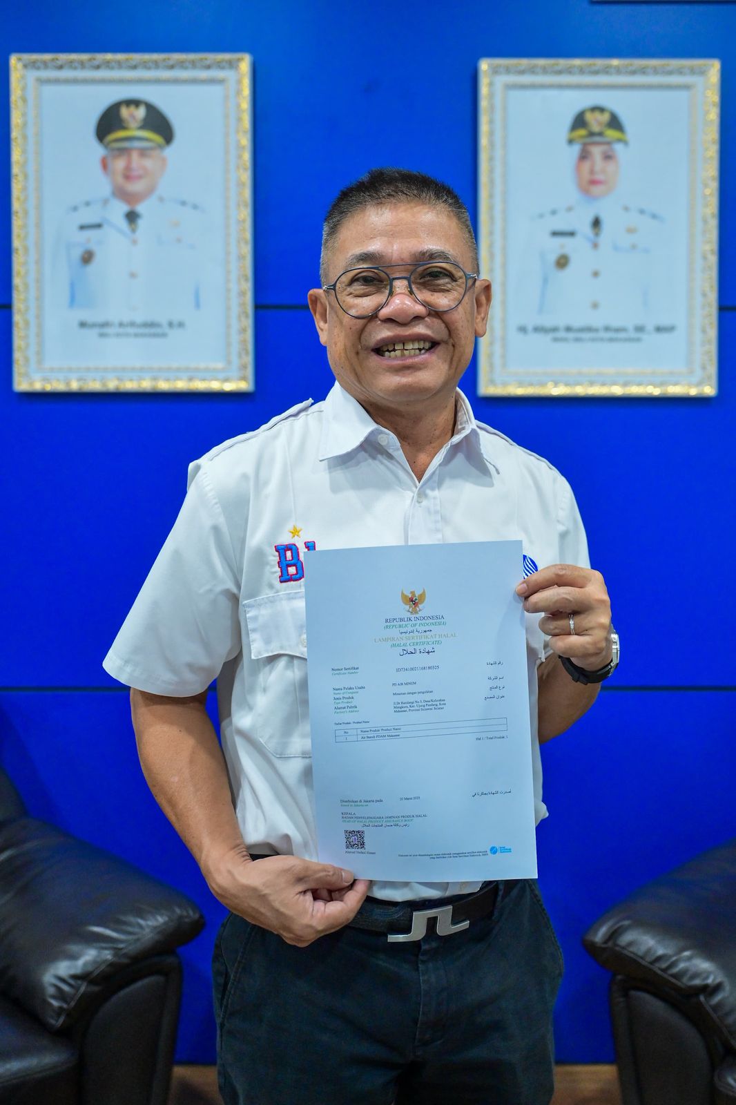 Badan Penyelenggara Jaminan Produk Halal Resmi Terbitkan Sertifikat Halal untuk PDAM Makassar