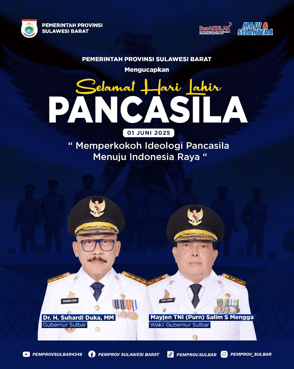 Pemprov Sulbar Ucapkan Selamat Hari Lahir Pancasila, Ajak Merefleksikan Kembali Semangat Gotong-Royong