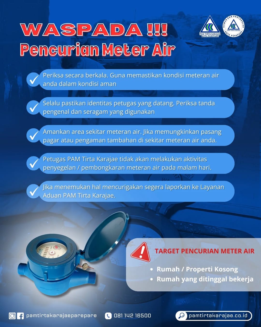 Antisipasi Pencurian Meteran Air, PAM Tirta Karajae Beri Kiat Jaga Keamanan 