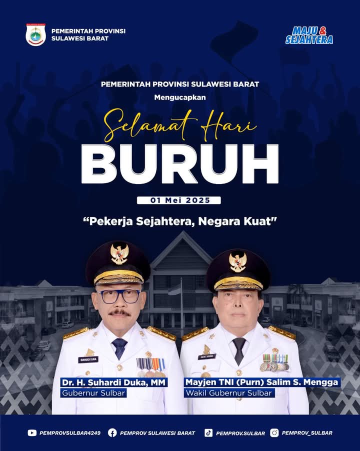 Pemprov Sulbar Mengucapkan Selamat Hari Buruh 2025