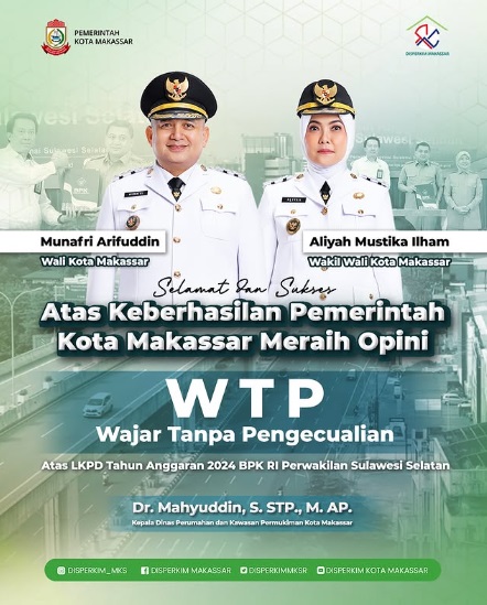 Disperkim Ucapkan Selamat Atas Raihan Opini WTP Pemkot Makassar