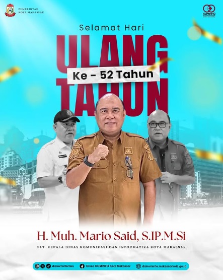 Diskominfo Makassar Ucapkan Selamat Ulang Tahun Plt Kadis Mario Said Saggaf yang ke-52