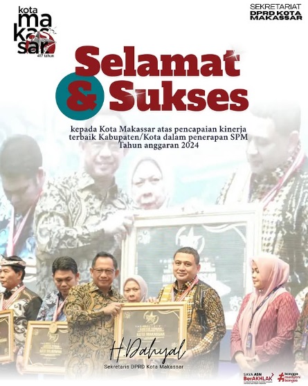 Sekretariat DPRD Ucapkan Selamat Kepada Pemkot Makassar atas Pencapaian Kota dengan Kinerja Terbaik