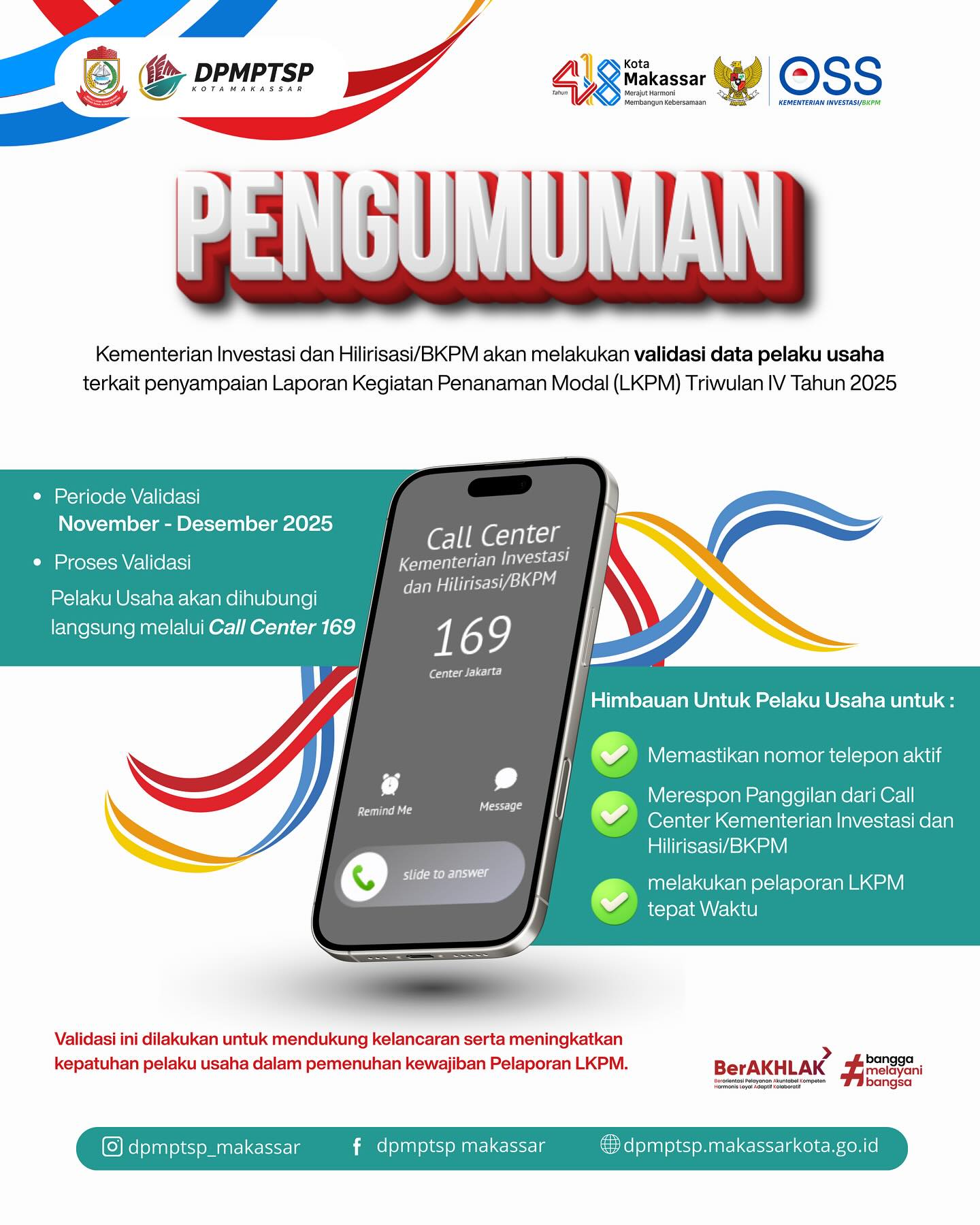 Kementerian Investasi akan Lakukan Validasi Data, DPMPTSP Makassar Imbau Pelaku Usaha Segera Sampaikan LKPM Triwulan IV