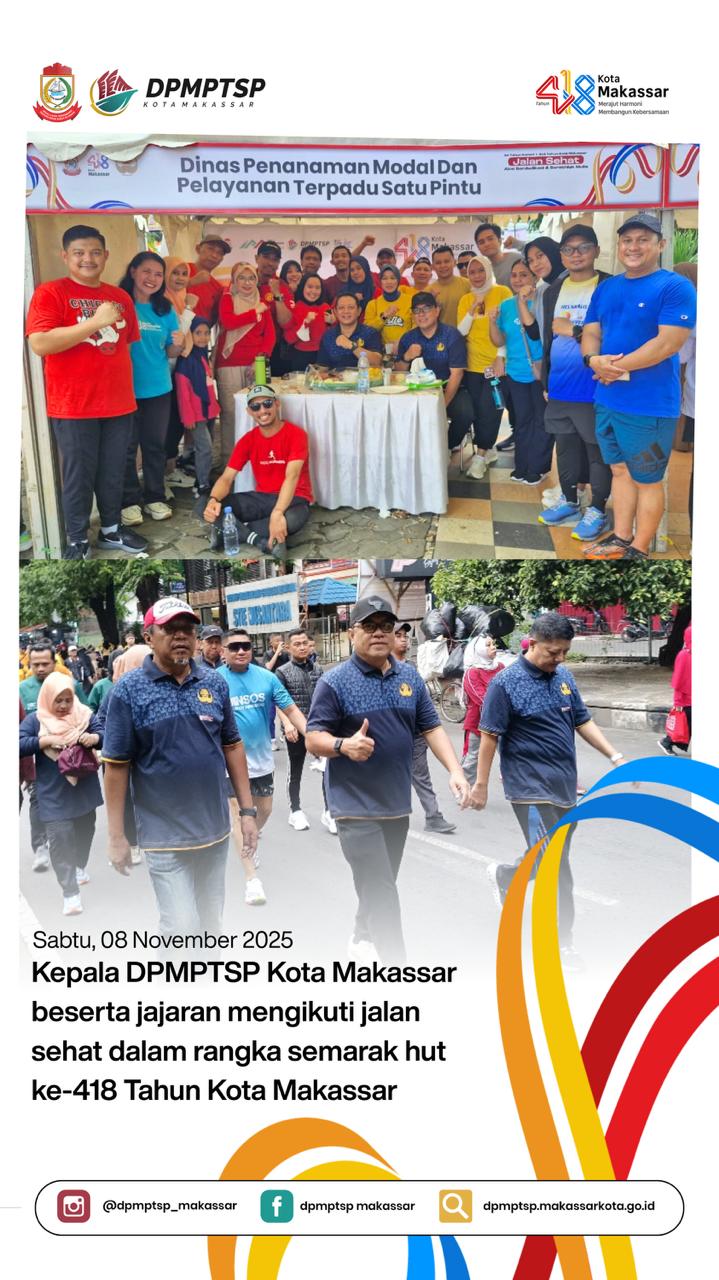 Semangat Sehat Rayakan HUT Makassar ke-418, Kepala DPMPTSP Bersama Jajaran Ikuti Jalan Sehat