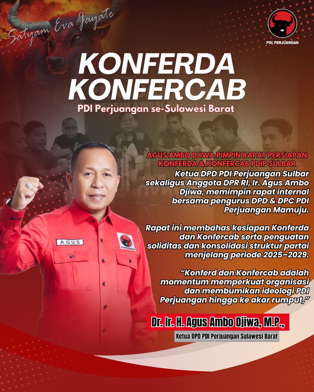 Konferda dan Konfercab PDIP se-Sulbar Digelar di Pasangkayu Besok, Dihadiri Mantan Menkumham Yasonna Laoly