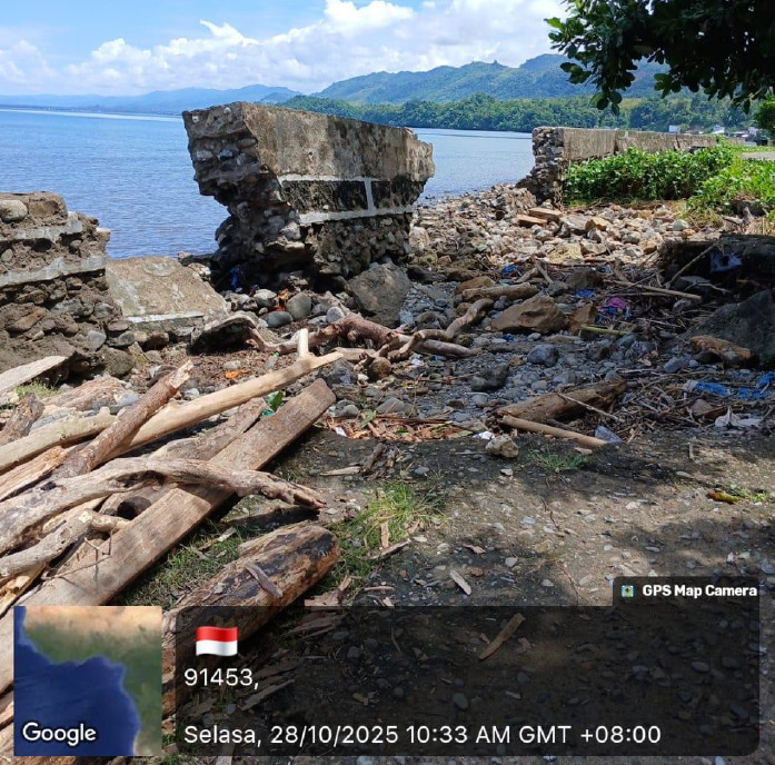 Cari Solusi Tanggul Penahan Ombak di Salutambung Jebol, BPBD Sulbar Berkoordinasi BPBD Majene