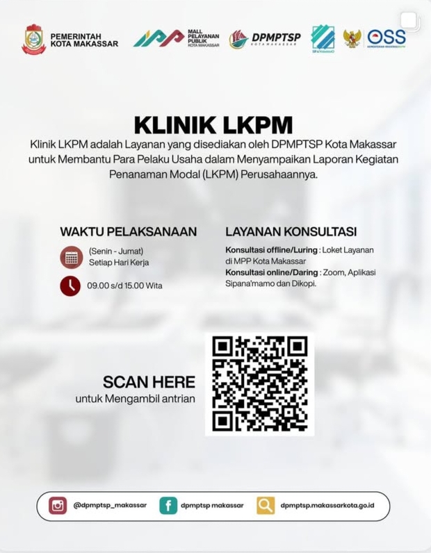 DPMPTSP Makassar Sediakan Klinik LKPM, Untuk Bantu Pelaku Usaha Sampaikan Laporan Penanaman Modal