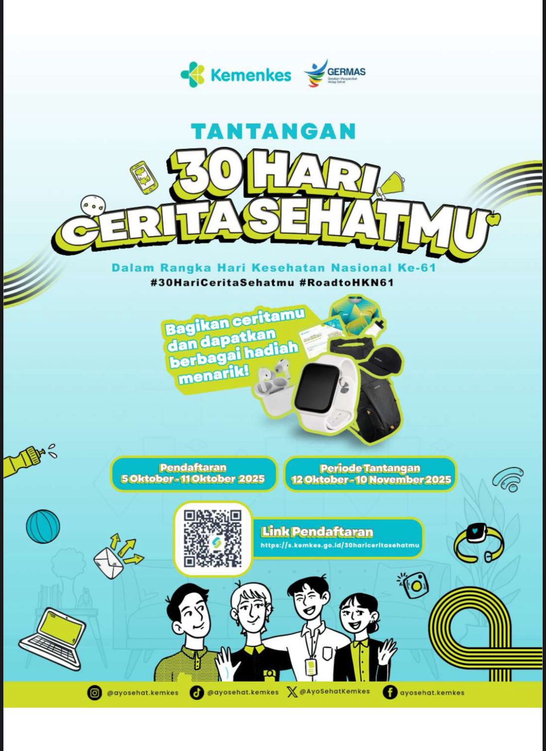 Kemenkes RI Buat “Tantangan 30 Hari Cerita Sehatmu” pada Peringatan HKN ke-61, Dinkes Sulbar Ajak Masyarakat Meriahkan dan Rebut Hadiahnya