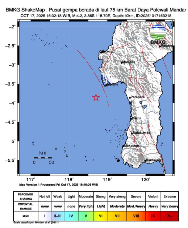 Gempa M 4.2 Guncang Polman, BPBD Imbau Warga Tetap Tenang