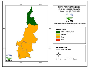 BPBD Sulbar Terima Laporan Peringatan Dini Cuaca dan Iklim, Terjadi Peningkatan Intensitas Hujan di Beberapa Daerah