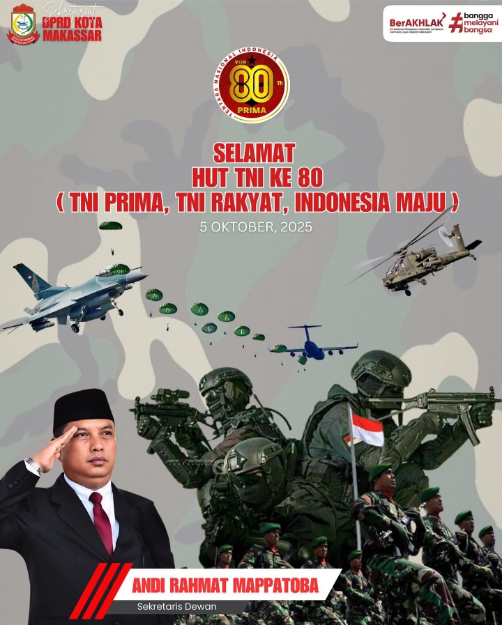 Sekretariat DPRD Makassar Ucapkan Selamat HUT TNI ke-80