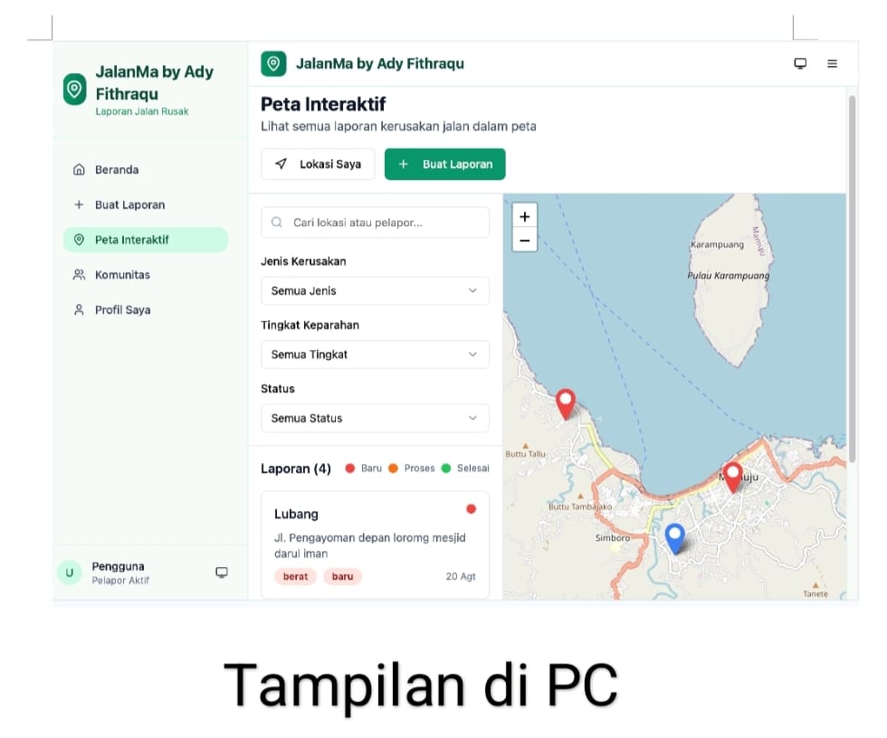 Aplikasi JalanMa Hadir, Kini Lapor Jalan Rusak di Sulbar Bisa Lewat Ponsel Pintar