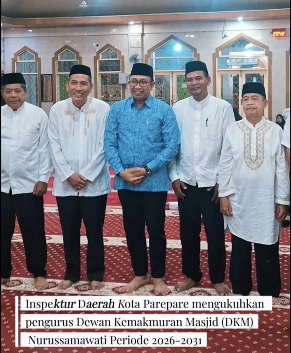 Inspektur Iwan Asaad Wakili Wali Kota Parepare Kukuhkan DKM Nurussamawati, Titip Harapan Jalankan Program Lebih Terstruktur, Adaptif dan Berdampak